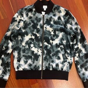 NWT Tie-Dye Bomber Jacket in Black, Blue, and White
